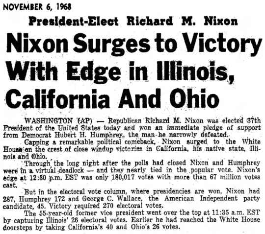 Election Results Nov 6-1968